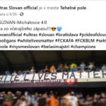 Fanúšikovia Slovana vyvesili transparent „Na bielych životoch záleží“
